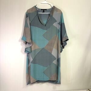 BCBGMaxAzria Blue and White V-neck Striped Shift Dress Size Medium QQ0828